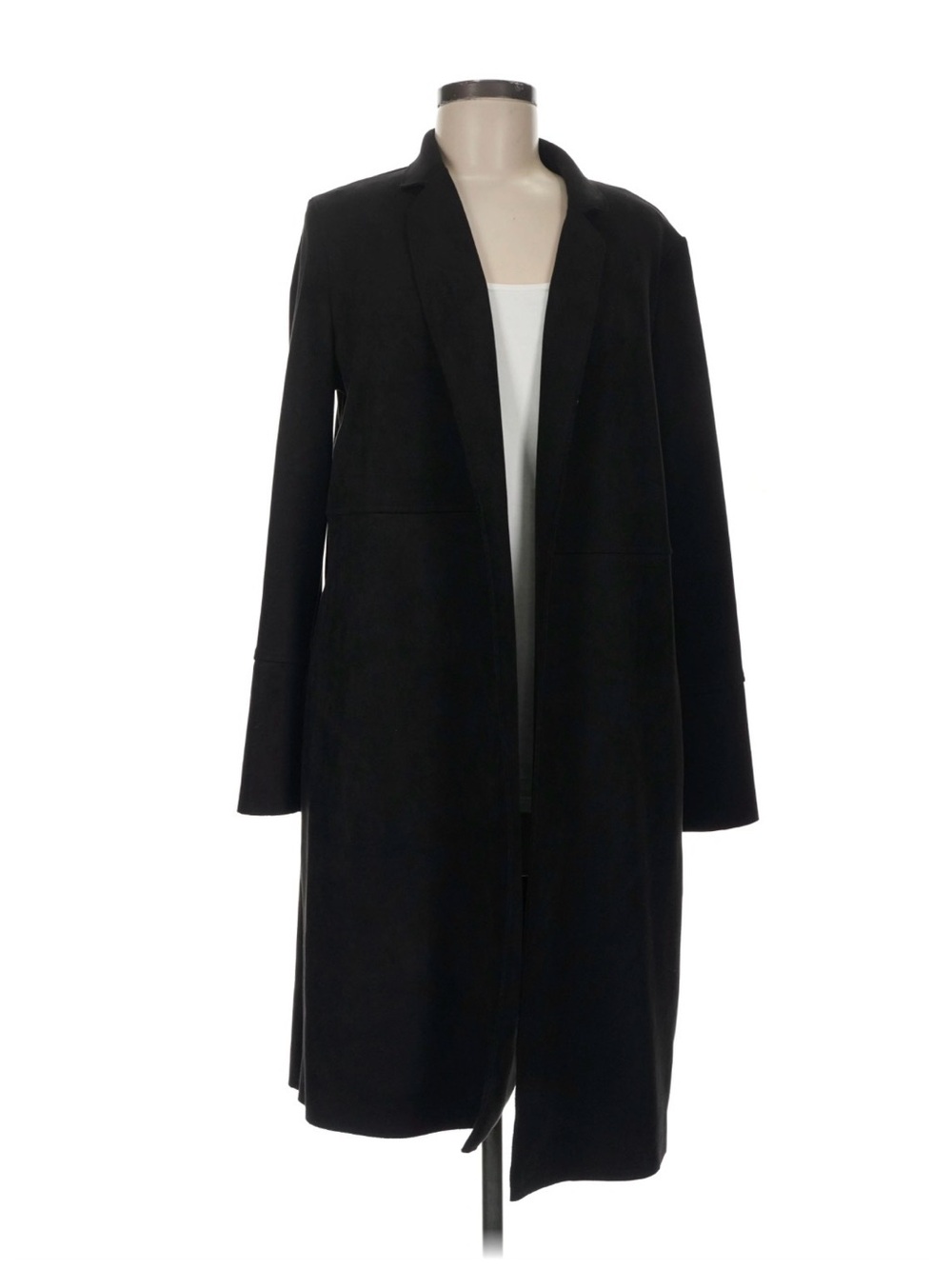 Zara Black Long Open-Front Trench Coat
